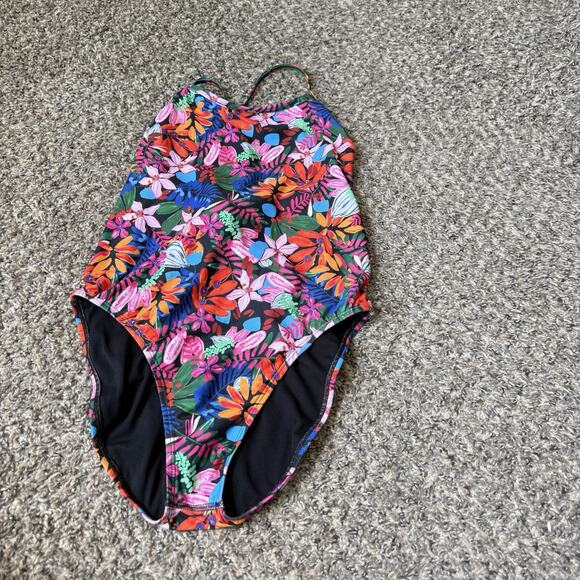 JOLYN Sz 34 US 8/10 Jackson Tropical Floral Tie Back One Piece Swimsuit UPF 50+ - Picture 1 of 5